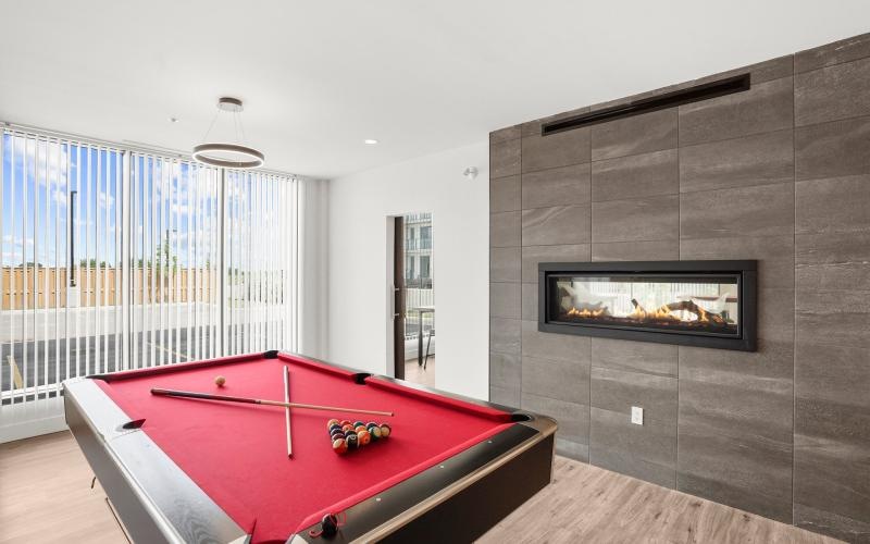 a pool table in a room